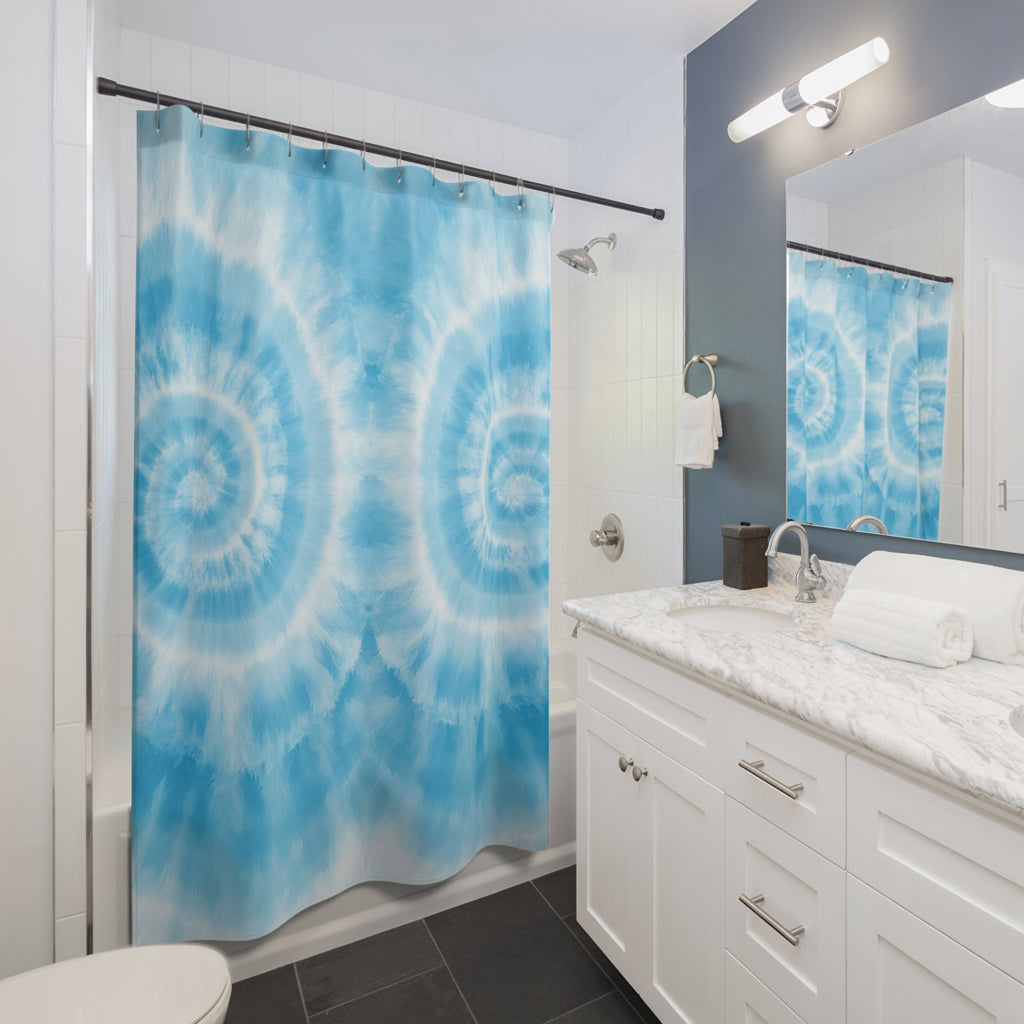 Blue Tie-Dye Shower Curtain