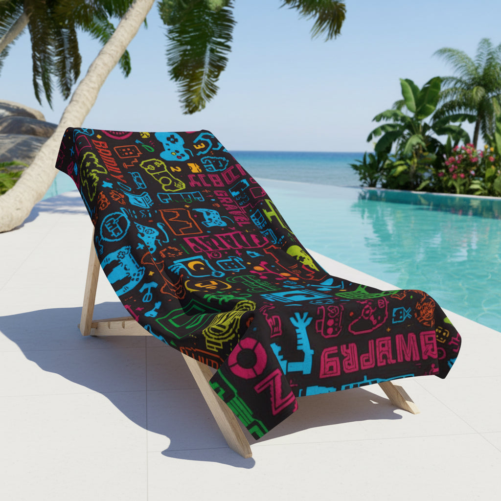 Gamer Icons Beach Towel