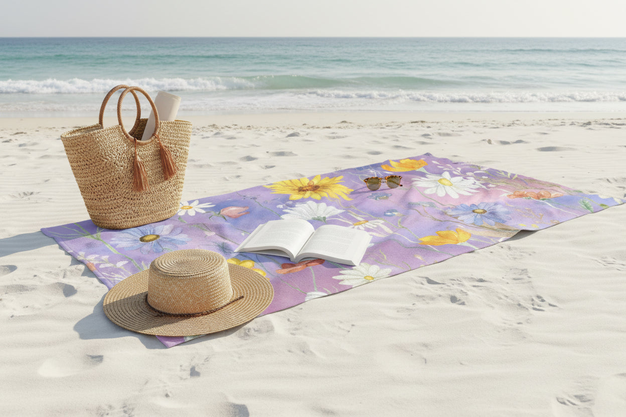 Floral Meadow Beach Towel