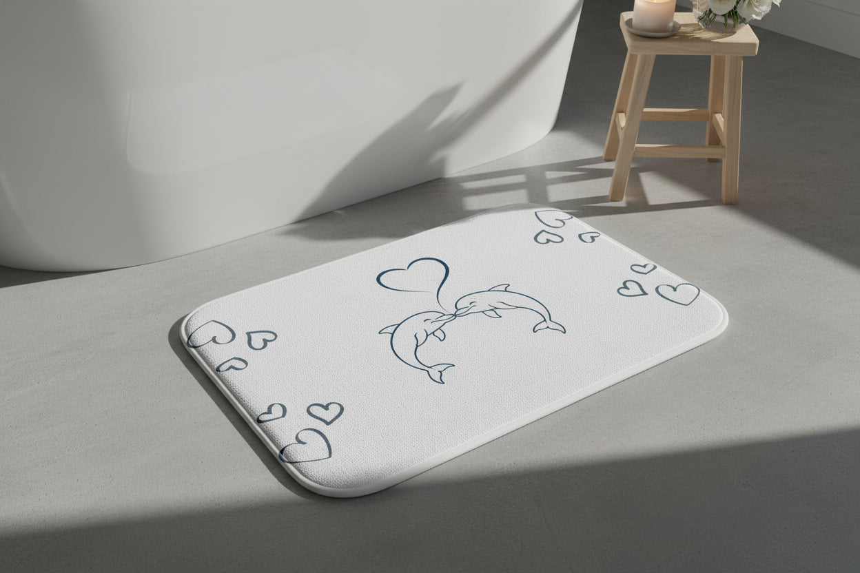 Dolphin Heart Bath Mat