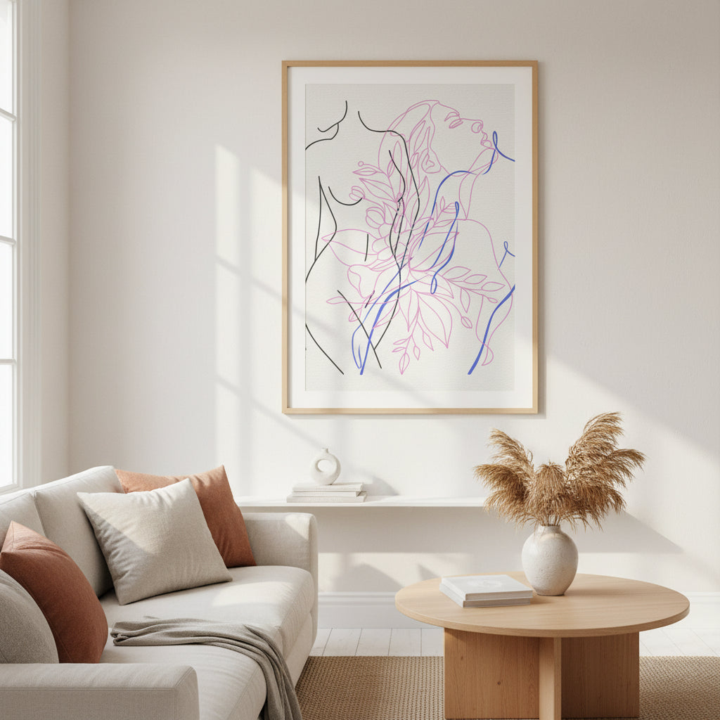 Minimalist Line Female Figures Canvas Wall Art