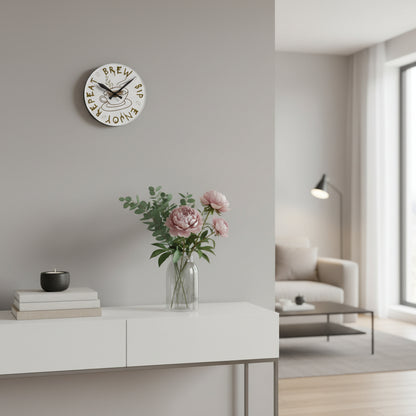 "Brew Sip Enjoy Repeat" Acrylic Wall Clock
