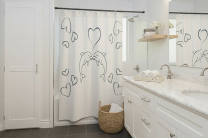 Dolphin Heart Shower Curtain