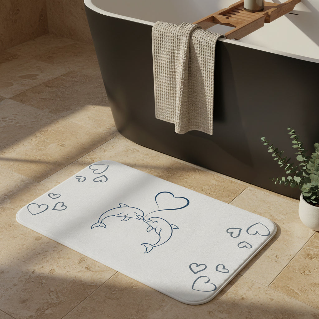 Dolphin Heart Bath Mat