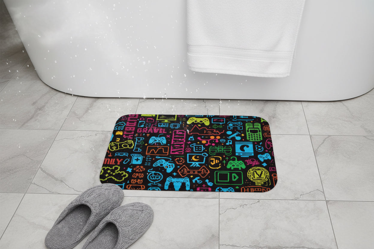 Gamer Icons Bath Mat