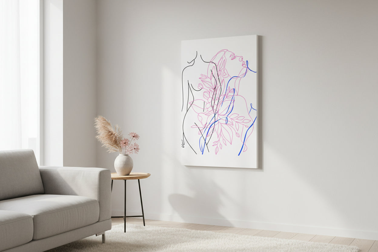 Minimalist Line Female Figures Canvas Wall Art
