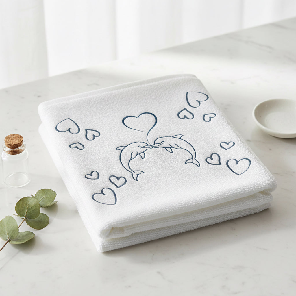 Dolphin Heart Face Towel