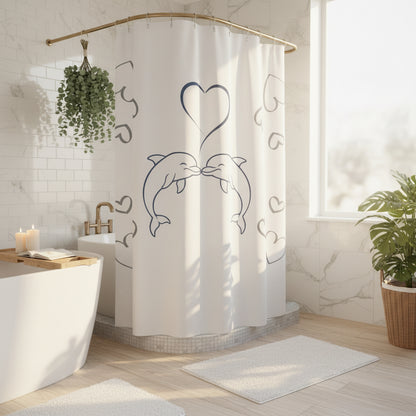 Dolphin Heart Shower Curtain