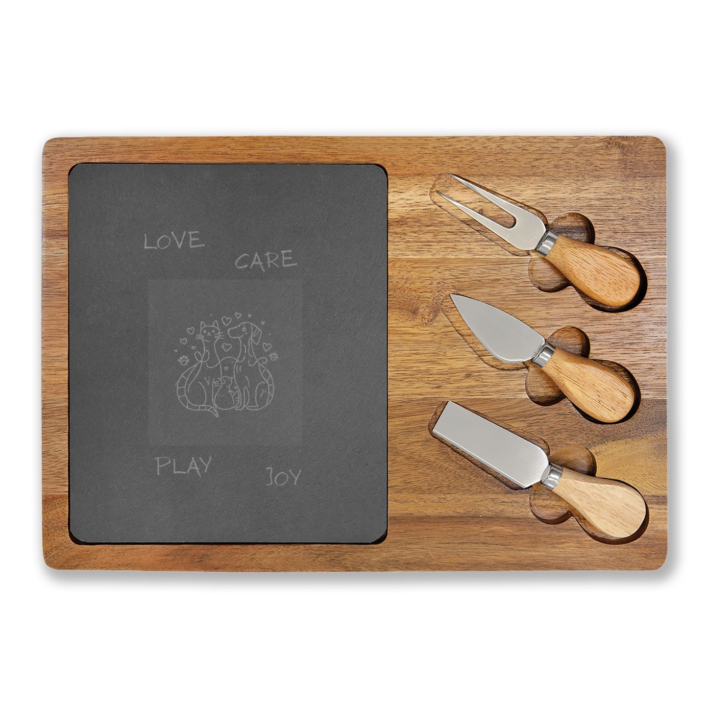 "Love, Care, Play, Joy" Charcuterie Board