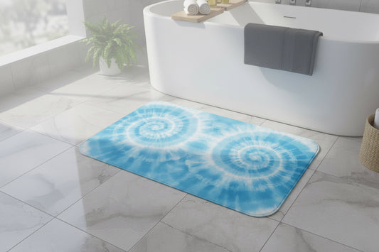 Blue Tie-Dye Bath Mat