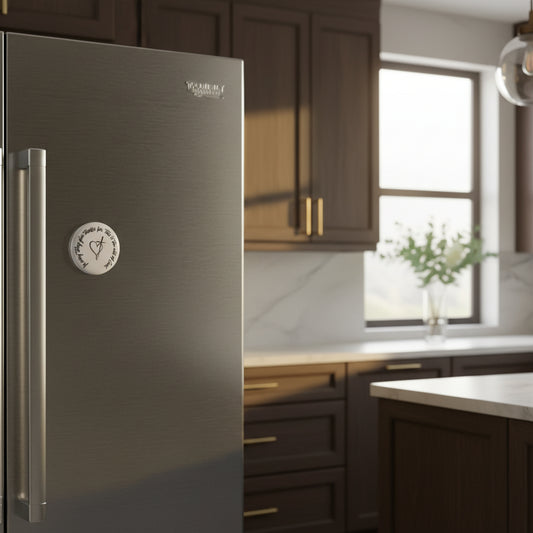 Heart & Cross Round Magnet