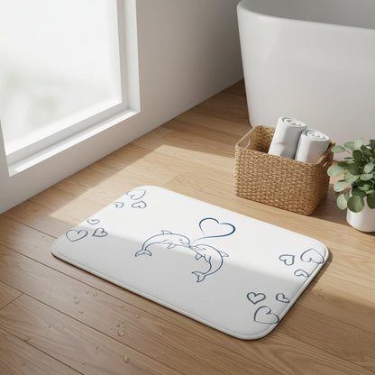 Dolphin Heart Bath Mat