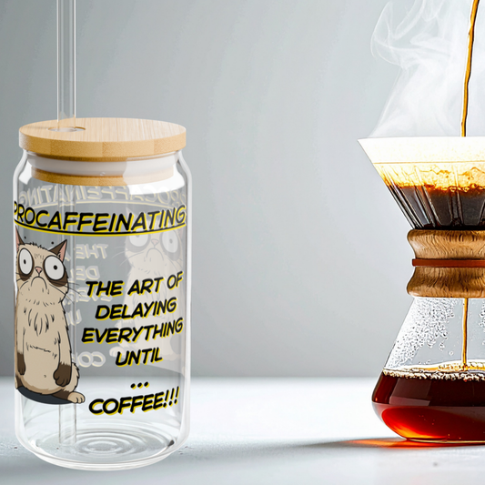 "Procaffeinating..." Sipper Glass