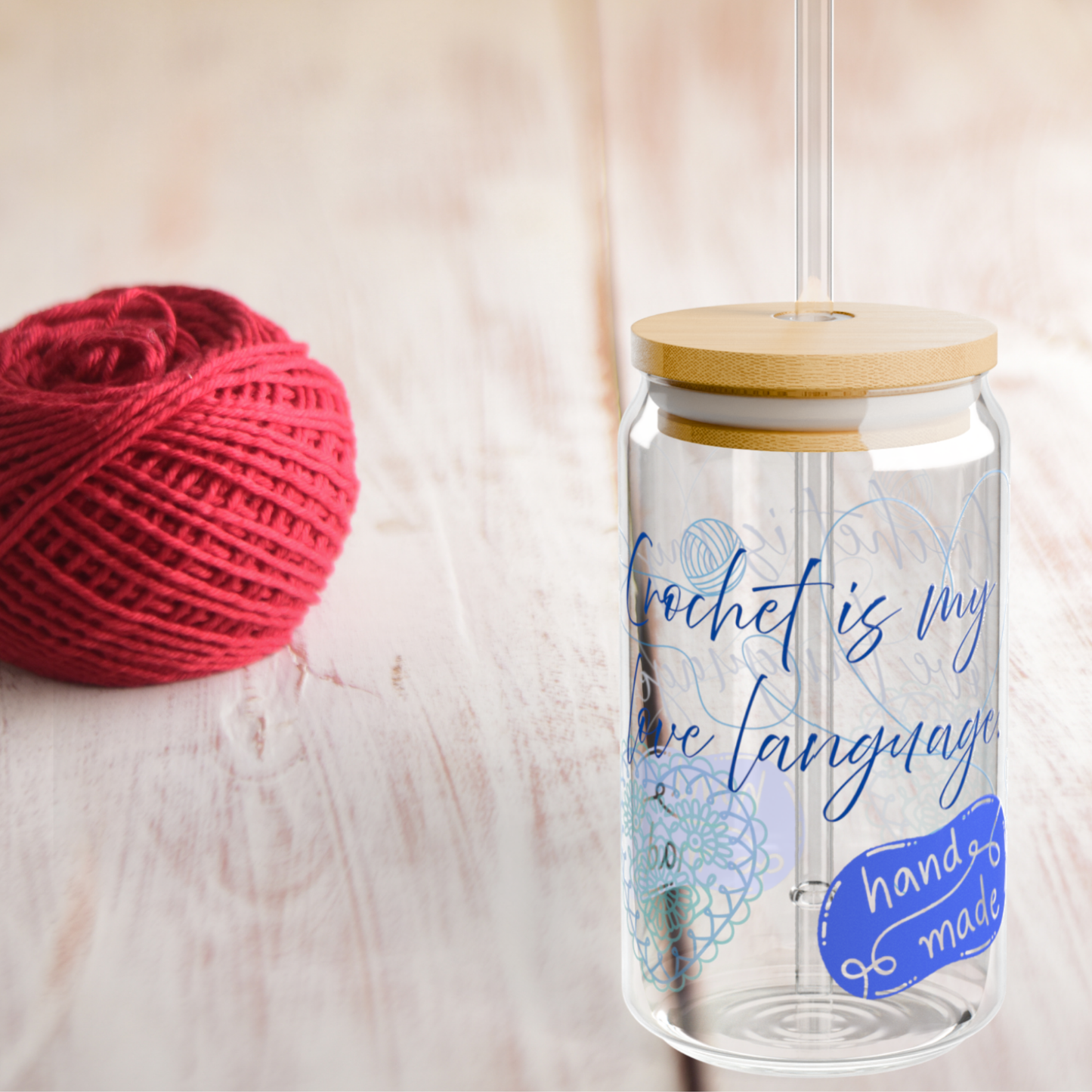 "Crochet Is My Love Language" Sipper Glass