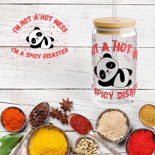 Funny “Spicy Disaster” Sipper Glass — 16oz Reusable Drinkware Gift