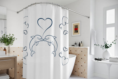 Dolphin Heart Shower Curtain