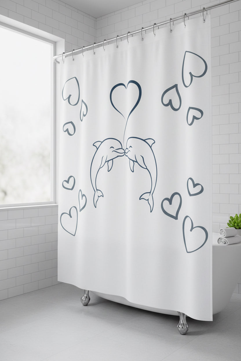 Dolphin Heart Shower Curtain