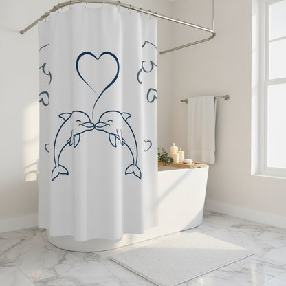 Dolphin Heart Shower Curtain