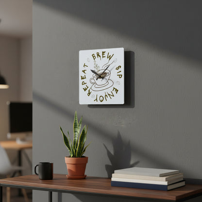 "Brew Sip Enjoy Repeat" Acrylic Wall Clock