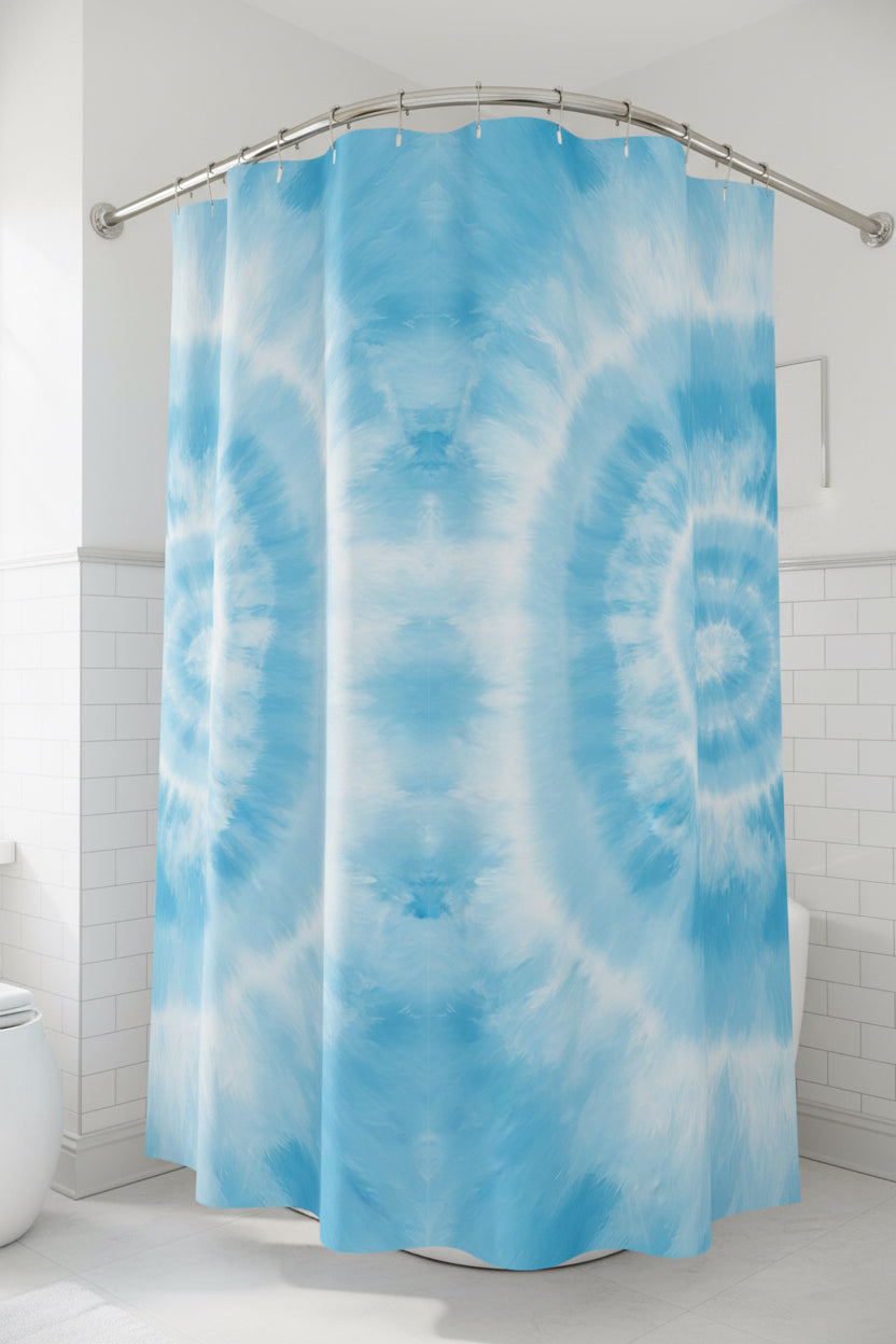 Blue Tie-Dye Shower Curtain