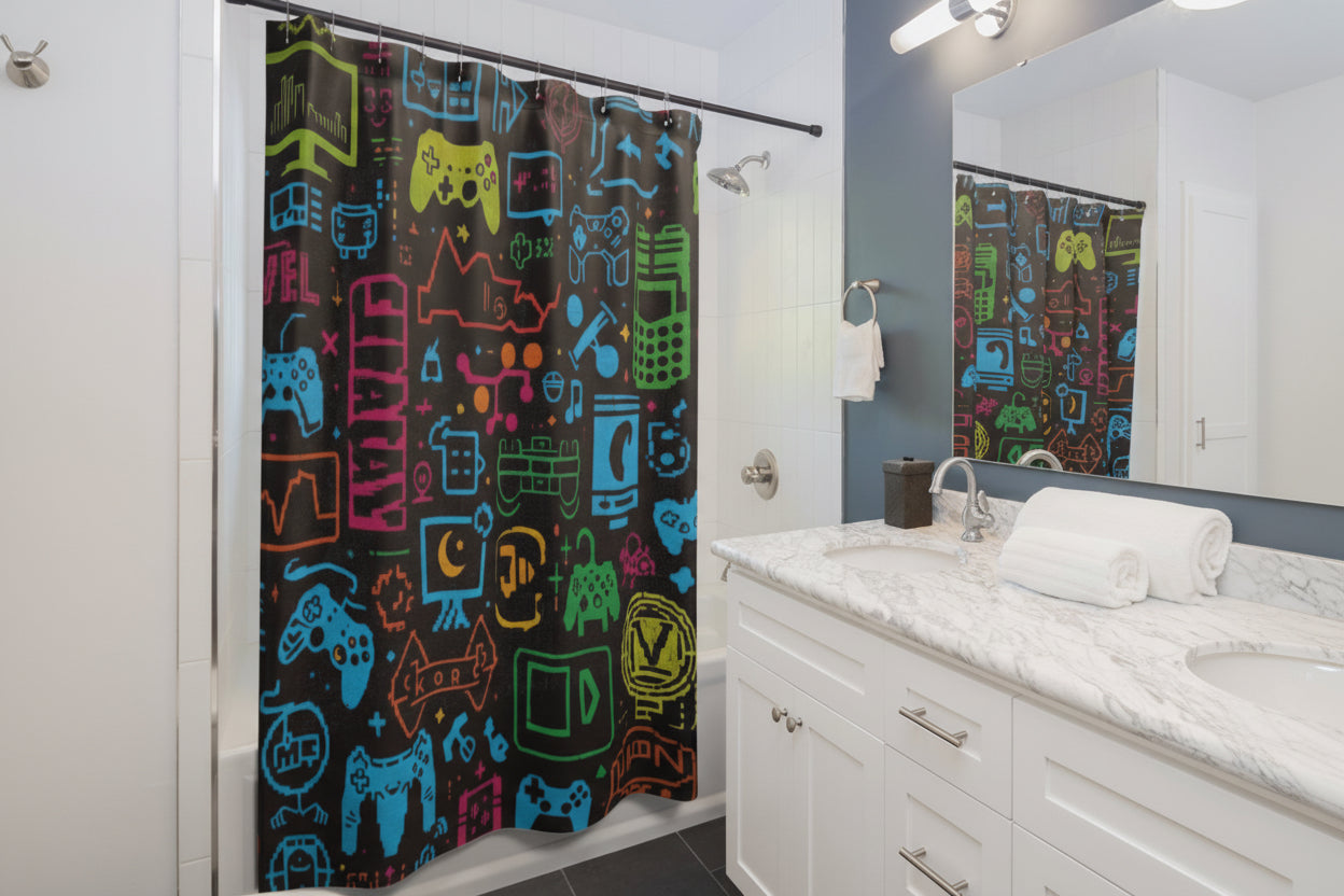 Gaming Icons Shower Curtain