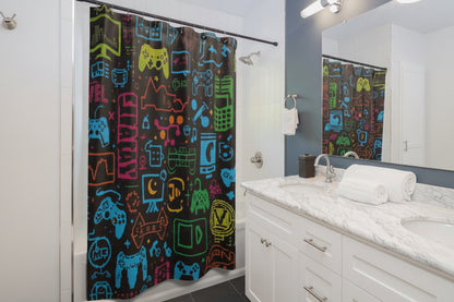 Gaming Icons Shower Curtain