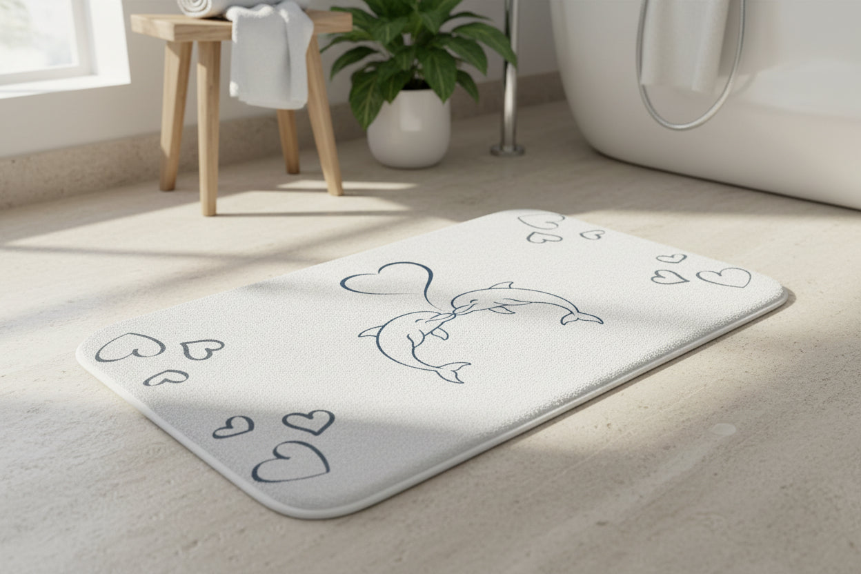 Dolphin Heart Bath Mat