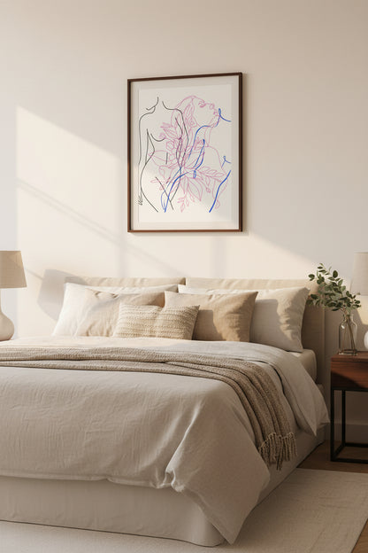 Minimalist Line Female Figures Canvas Wall Art