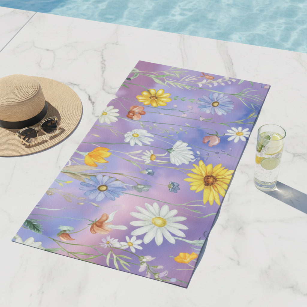Floral Meadow Beach Towel