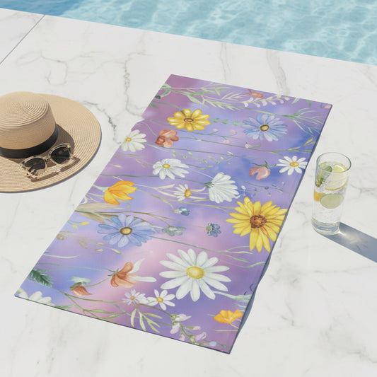 Floral Meadow Beach Towel