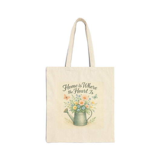 "Home Is Where the Heart Is" Canvas Tote Bag
