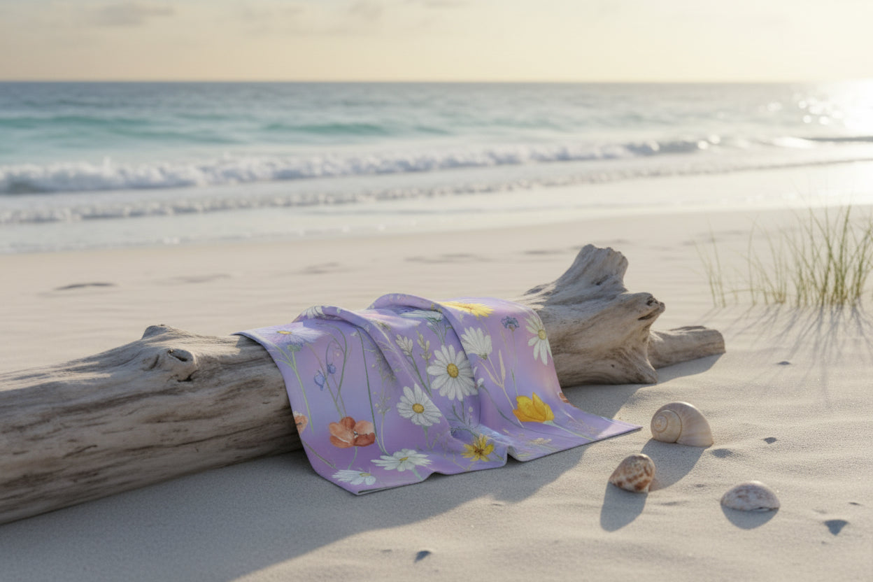 Floral Meadow Beach Towel