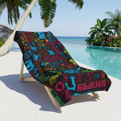 Gamer Icons Beach Towel