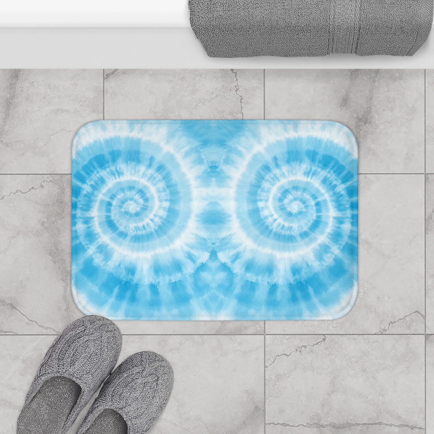 Blue Tie-Dye Bath Mat