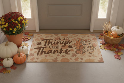 "In All Things Give Thanks" Doormat
