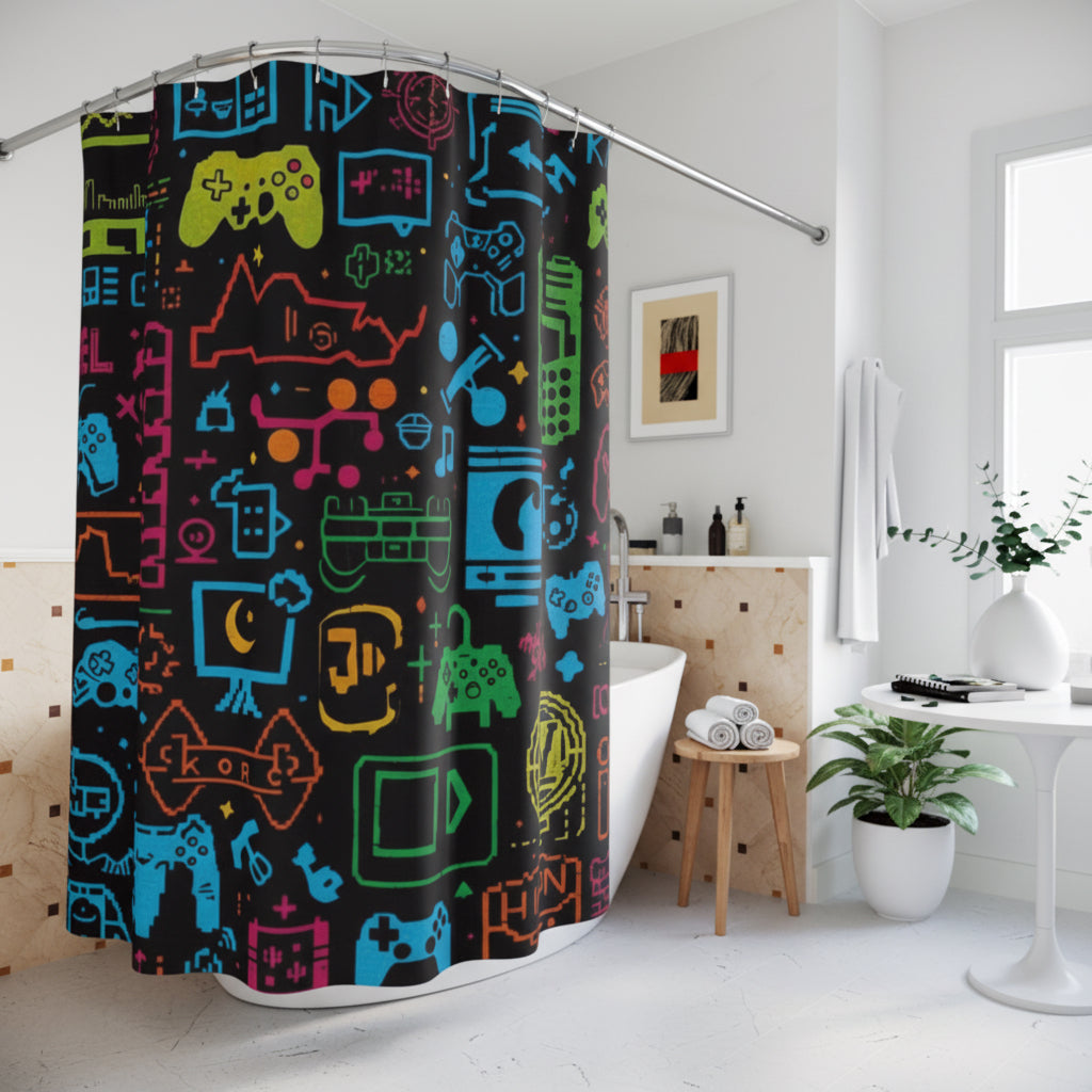 Gaming Icons Shower Curtain