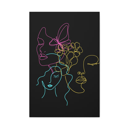 Abstract Neon Faces Canvas Wall Art