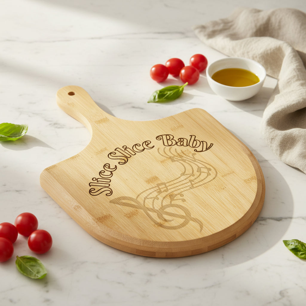 Custom Bamboo Pizza Board with Engraved Design — Perfect for Parties & Gifts