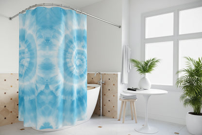 Blue Tie-Dye Shower Curtain
