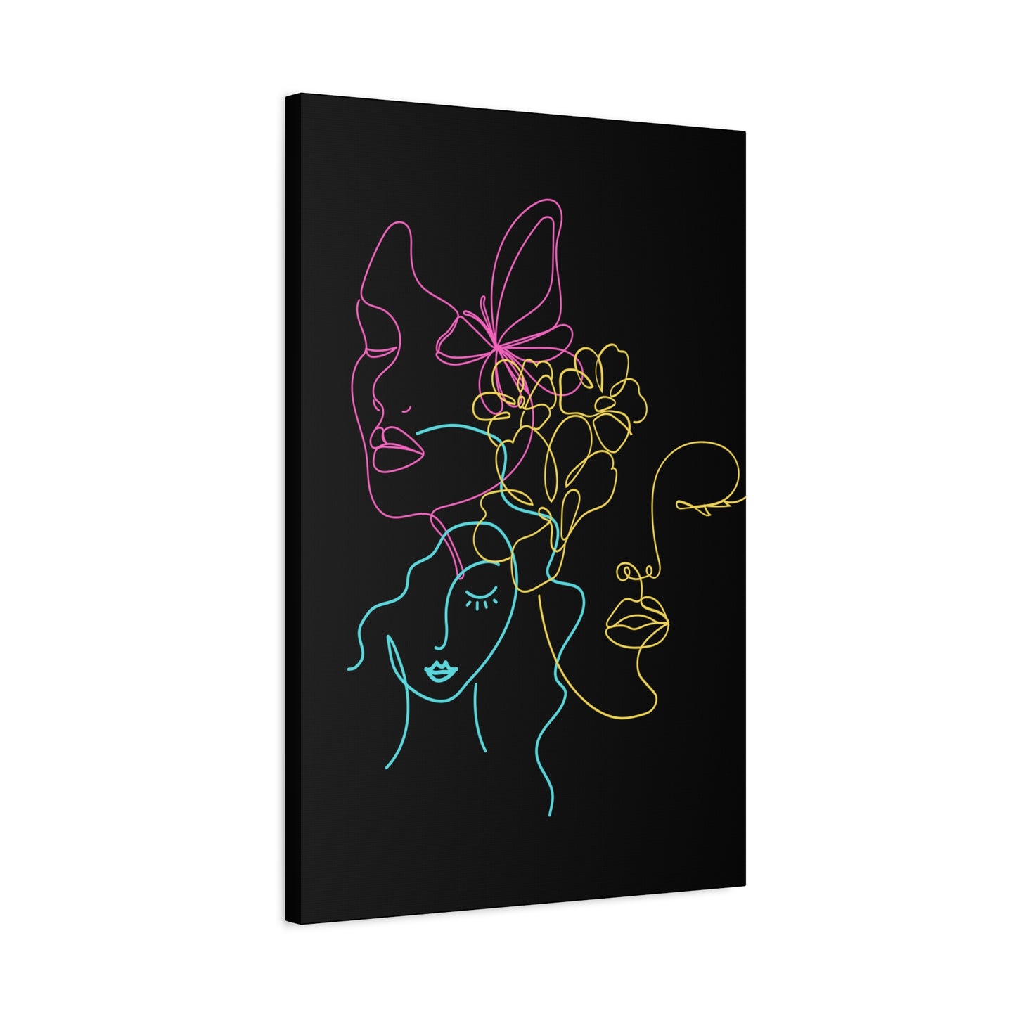 Abstract Neon Faces Canvas Wall Art