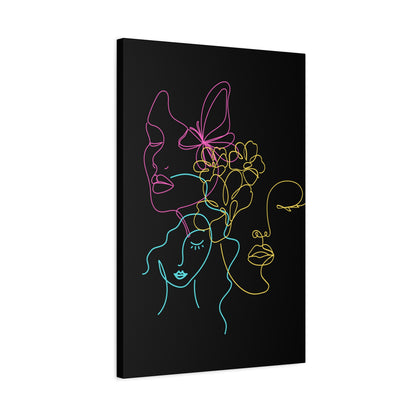 Abstract Neon Faces Canvas Wall Art