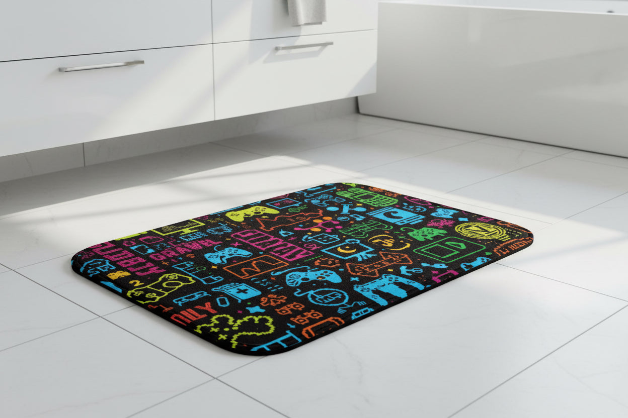 Gamer Icons Bath Mat