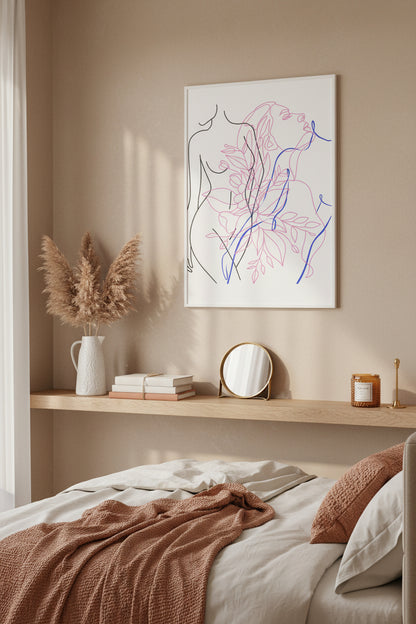 Minimalist Line Female Figures Canvas Wall Art