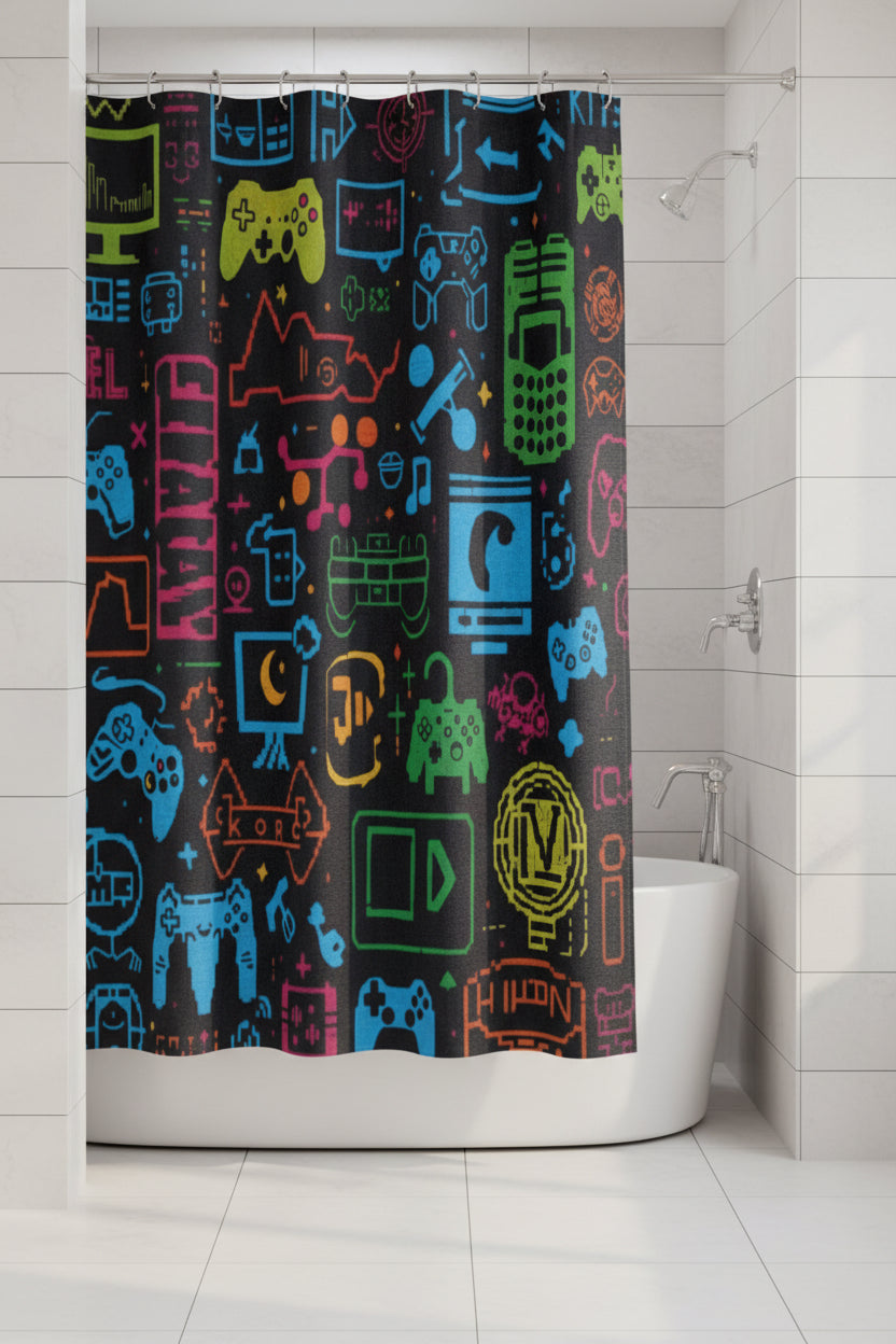 Gaming Icons Shower Curtain