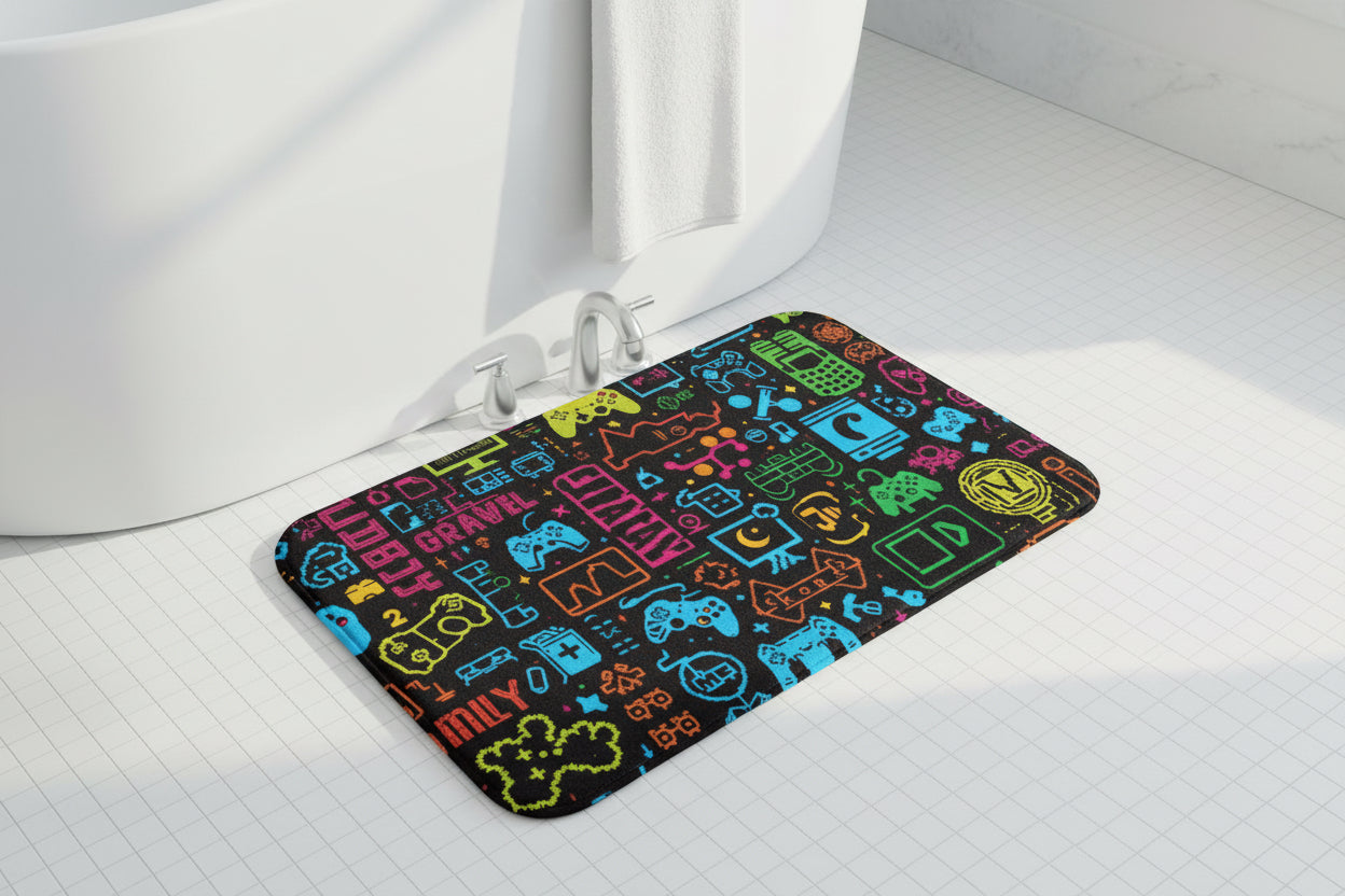 Gamer Icons Bath Mat